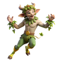 beautiful abstract A playful satyr, dancing in a forest glade, crowned with ivy and grapevines, illuminated by dappled sunlight, in a Rococo painting style genuine png
