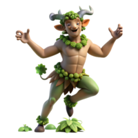 magnificent creative A playful satyr, dancing in a forest glade, crowned with ivy and grapevines, illuminated by dappled sunlight, in a Rococo painting style authentic png