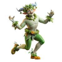 serene vintage A playful satyr, dancing in a forest glade, crowned with ivy and grapevines, illuminated by dappled sunlight, in a Rococo painting style premium png