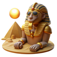 vibrant modern A cunning Sphinx, posing a riddle to a traveler in the desert, illuminated by the harsh midday sun, in an ancient Egyptian art style detailed png