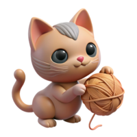 extraordinary abstract A cute kitten batting at a ball of yarn, playful pose, soft and fluffy texture detailed png