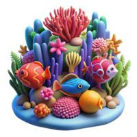 wonderful vintage A vibrant coral reef teeming with fish, underwater scene, colorful and detailed original png