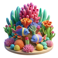 wonderful minimalist A vibrant coral reef teeming with fish, underwater scene, colorful and detailed exclusive png