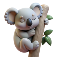 impressive modern A sleepy koala clinging to a eucalyptus tree, soft and fluffy fur, Australian outback setting high resolution png
