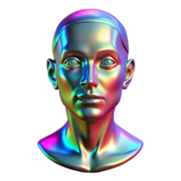 serene modern A holographic projection of a human face, glitching and distorting. Glitch art style, vibrant lighting 4K png
