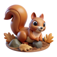 dramatic minimalist A curious squirrel burying a nut in the ground, surrounded by fallen leaves, in a detailed, realistic style professional png