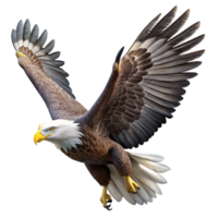 beautiful modern A majestic bald eagle soaring through the sky, its wings spread wide, in a powerful, realistic style professional png