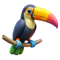 beautiful vintage A colorful toucan perched on a branch, its large beak a striking contrast to its plumage, in a vibrant, cartoonish style authentic png