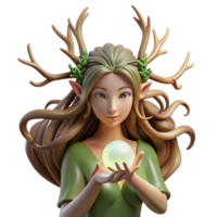 beautiful abstract A serene dryad with flowing willow branches for hair, cradling a glowing orb of sunlight, soft diffuse lighting, Art Nouveau style 4K png