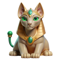 stunning vintage A wise Sphinx with eyes of emerald, posing a riddle in the desert sands, midday sun, ancient Egyptian art style original png