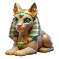 elegante artístico uma sensato esfinge com olhos do esmeralda, posando uma enigma dentro a deserto areias, meio dia sol, antigo egípcio arte estilo Prêmio png