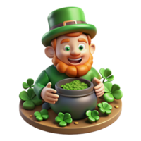 vibrant rustic A mischievous Leprechaun with a pot of gold, hiding amongst a patch of four-leaf clovers, dappled sunlight, Irish folklore art style high resolution png