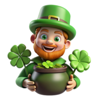 impressive minimalist A mischievous Leprechaun with a pot of gold, hiding amongst a patch of four-leaf clovers, dappled sunlight, Irish folklore art style 4K png