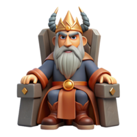 beautiful artistic A wise Odin with a single eye and flowing beard, perched on his throne in Valhalla, dramatic backlighting, Viking art style premium png