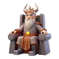 elegant abstract A wise Odin with a single eye and flowing beard, perched on his throne in Valhalla, dramatic backlighting, Viking art style professional png