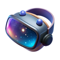 serene abstract A single, sleek virtual reality headset floating in space, reflecting a nebula, soft cosmic lighting, surreal style authentic png