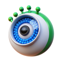 beautiful artistic A biomechanical eye gazing intently at a binary code stream, green and blue highlights, hyperrealistic style detailed png