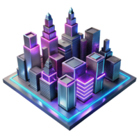 extraordinary traditional A futuristic cityscape built on interconnected circuit boards, neon lights reflecting on polished metal surfaces, synthwave style professional png