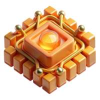 impressive minimalist A quantum computer core radiating energy, intricate geometric patterns glowing with warm orange light, technical illustration style professional png