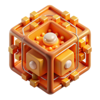extraordinary abstract A quantum computer core radiating energy, intricate geometric patterns glowing with warm orange light, technical illustration style genuine png