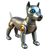 magnificent vintage A robotic dog with glowing eyes, metallic finish, sleek design authentic png