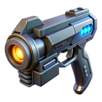 magnificent minimalist A futuristic gun with glowing energy core, sleek design, dark metallic finish professional png
