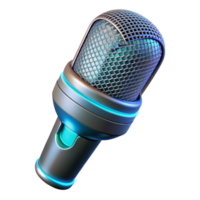 magnificent classic A futuristic microphone with glowing mesh, sleek design, chrome finish high resolution png