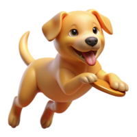serene rustic A playful golden retriever puppy leaping through the air, catching a frisbee, golden hour lighting, whimsical style, 4K png