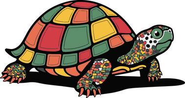 tortoise colorful art design vector