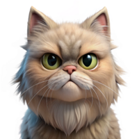 stunning abstract A grumpy-looking persian cat with fluffy fur, close-up, studio lighting, painterly style, authentic png