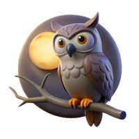 extraordinary abstract A wise old owl perched on a tree branch, nocturnal scene, moonlight, mystical style, high resolution png