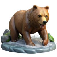 magnificent modern A powerful grizzly bear fishing for salmon in a river, Alaskan wilderness setting, natural lighting, realistic style, high resolution png