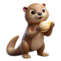 serene artistic A playful otter holding a seashell, coastal setting, bright sunlight, cheerful style, 4K png