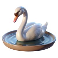 serene modern A graceful swan gliding across a calm lake, serene setting, soft lighting, elegant style, exclusive png
