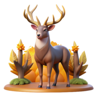 extraordinary creative A majestic stag with large antlers standing in a forest, autumnal setting, warm lighting, majestic style, authentic png