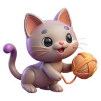 magnificent rustic A playful kitten batting at a ball of yarn, home setting, soft lighting, cute style, original png