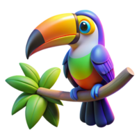 dramatic creative A colorful toucan perched on a branch, rainforest setting, vibrant lighting, exotic style, detailed png