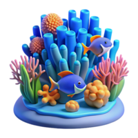 elegant traditional A vibrant coral reef teeming with fish, underwater scene, blue lighting, vibrant style, high resolution png