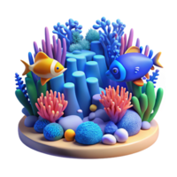 dramatic minimalist A vibrant coral reef teeming with fish, underwater scene, blue lighting, vibrant style, detailed png