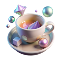 elegant creative Teacup with Saucer Top View Transparent Element authentic png