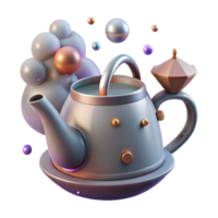 serene contemporary Teapot Side View with Steam Transparent Background high resolution png