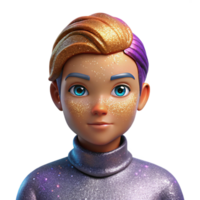 impressive classic Portrait of a person with their face covered in glitter, glamorous and sparkling style, bright studio lighting genuine png