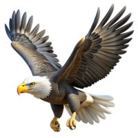 extraordinary modern A majestic bald eagle soaring through the sky, sharp talons, dynamic pose, bright sunlight. Photorealistic style detailed png