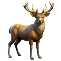 magnificent abstract A majestic stag with large antlers, standing in a forest clearing, dappled sunlight, realistic painting style high quality png