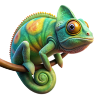 dramatic abstract A colorful chameleon camouflaged against a leafy branch, its skin displaying intricate patterns, in a detailed, macro photography style detailed png