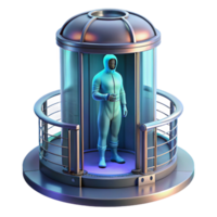 impressive rustic A futuristic prison cell, containing a lone prisoner in a stasis pod. Cold, clinical lighting. Dystopian style original png