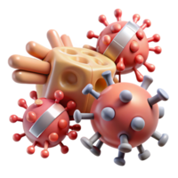 beautiful vintage A group of nanobots repairing damaged tissue, microscopic view, medical illustration style professional png