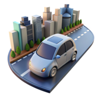 magnificent abstract A self-driving car navigating a busy city street, smooth motion, photorealistic style professional png