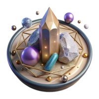 serene contemporary Top Down Healing Crystal Grid Layout Isolated authentic png