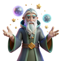 vibrant artistic A wise old wizard with a long white beard, casting a spell from his outstretched hands, surrounded by arcane symbols. Ethereal lighting, painterly style high resolution png